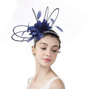 Fascinator Hats w/ An Ribbon Wrap-up Design & Swirling Feathers - Ailime Designs