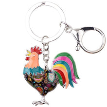 Load image into Gallery viewer, Big Multi Colored Rooster Design Key Chains – Pocket Holder Accessories - Ailime Designs
