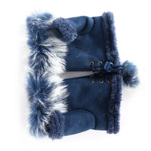Load image into Gallery viewer, Unique Fashion Women&#39;s Faux Rabbit Fur Half Finger Gloves w/ Side Panel String Tie Tassel - Ailime Designs