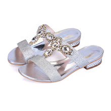 Load image into Gallery viewer, Women&#39;s Flat T-strap Design Crystal Slip-on&#39;s - Ailime Designs