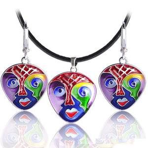 Native Mask 2PC Necklace & Earrings Set