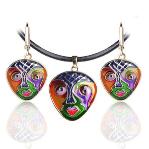 Native Mask 2PC Necklace & Earrings Set