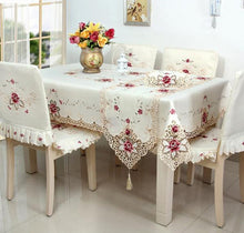 Load image into Gallery viewer, Elegant Polyester Satin Floral Tablecloths -  Rose  Pink Embroidered  Home Decor - Ailime Designs