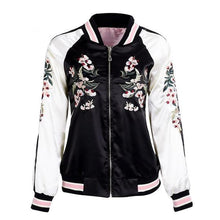 Load image into Gallery viewer, Women&#39;s Black Reversible Embroidered Satin Jacket - Ailime Designs - Ailime Designs