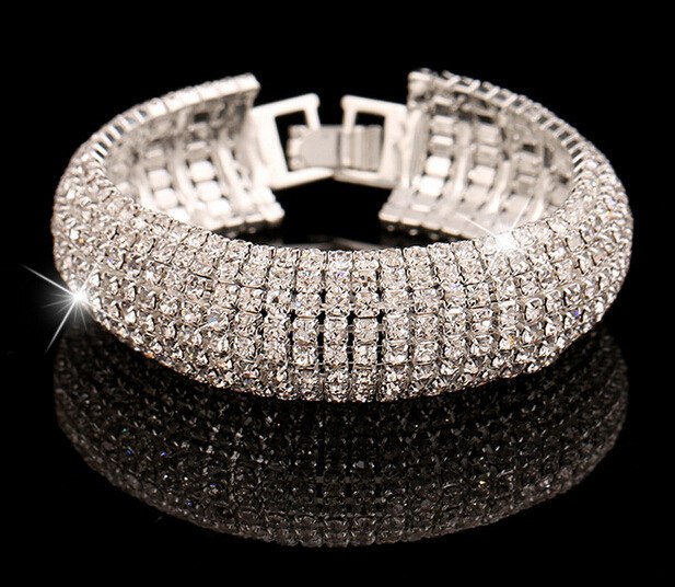 Women's Full Covered Crystal Silver Plated Bracelet - Ailime Designs