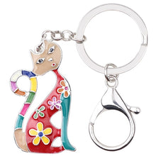 Load image into Gallery viewer, Power Flower Hippy  Design Cat Key Chains – Pocket Holder Accessories - Ailime Designs
