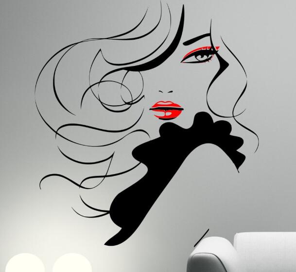 Elegant Woman Hair & Beauty Wall Decal Stickers - Ailime Designs - Ailime Designs