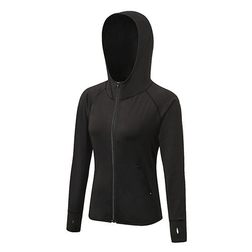 Cool Breezy Women's Hooded Black Fitness Jackets - Ailime Designs