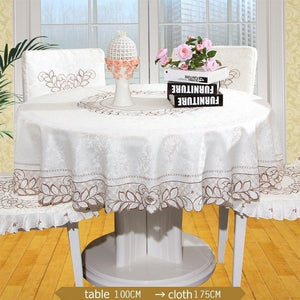 European Floral Round Embroidered Tablecloths - Ailime Designs