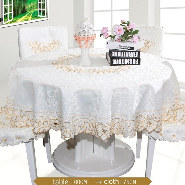 European Floral Round Embroidered Tablecloths - Ailime Designs