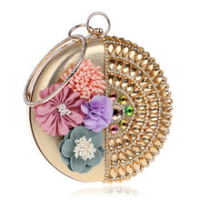 Load image into Gallery viewer, Women&#39;s Round Floral &amp; Crystal Design Evening Bags - Ailime Designs