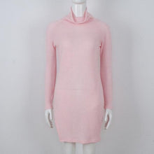 Load image into Gallery viewer, Women&#39;s Cowl Neck Ribbed Knitted  Long Sleeve Dresses w/ Side Arch Slit - Ailime Designs