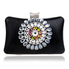 Load image into Gallery viewer, Women&#39;s Crystal Flower Design Evening Bag Clutch Purses - Ailime Designs