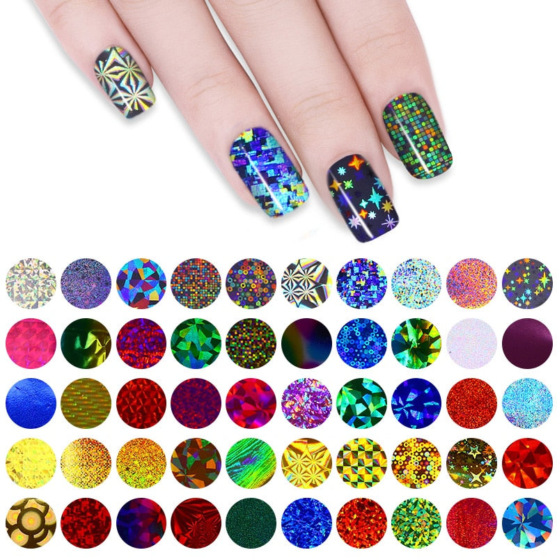 50Pcs/Set Colorful Foil Glitter Transfer Stickers - Ailime Designs - Ailime Designs