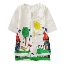Load image into Gallery viewer, Children&#39;s Illustration Print Design 2 Pc Dress &amp; Coat Set - Ailime Designs