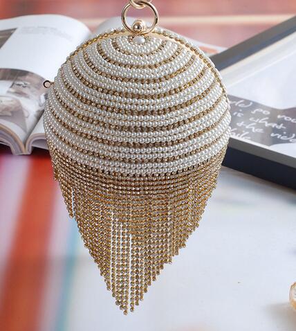 Women's Round Circular Faux Pearl Design Purses - Ailime Designs