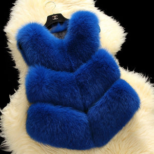 Warm Thick Women's Faux Fox Fur Design - Sleeveless Vests - Ailime Designs