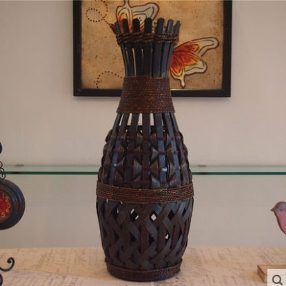 Classic Large Floor Model Bamboo Design Woven Vase - Ailime Designs - Ailime Designs