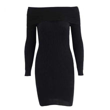 Load image into Gallery viewer, Bandeau Design Women&#39;s Ribbed Knitted Long Sleeve Bodycon Dresses - Ailime Designs