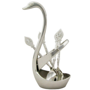 New 6Pcs Stainless Steel  Swan Stand Holder & Flatware Utensil  Set - Ailime Designs