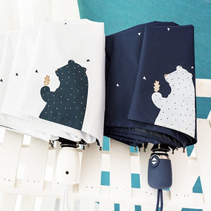 Bear Print Design Fully Automatic Women's Umbrellas