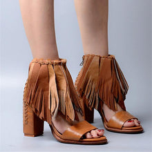 Load image into Gallery viewer, Women&#39;s Stylish Ankle Fringe Design Platforms Heels