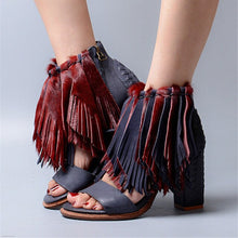Load image into Gallery viewer, Women&#39;s Stylish Ankle Fringe Design Platforms Heels