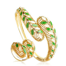 Load image into Gallery viewer, High Quality Dubai Leaves Bangle Ring Sets - Ailime Designs