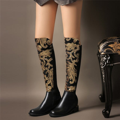 Women's Knee High Genuine Leather Thigh High Boots