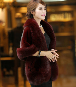 Best Women's Fox Faux Fur Design Black Cape Jackets - Ailime Designs