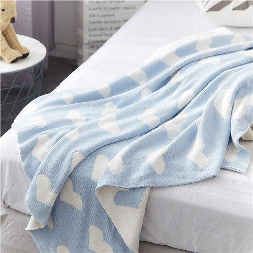 Beautiful Cotton Heart Motif Design Blankets w/ Contrast Color Edging - Ailime Designs - Ailime Designs