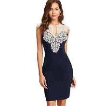 Load image into Gallery viewer, Women&#39;s Lace V-panel Sleeveless Bodice Business Dresses - Ailime Designs