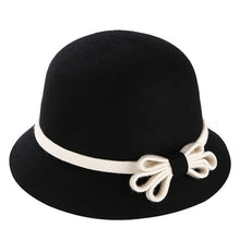 Load image into Gallery viewer, 100% Wool Black Fedora Hats For Women - Ailime Designs - Ailime Designs