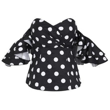 Load image into Gallery viewer, Women&#39;s Cute Sassy Bandeau Polka Dot Ruffle Sleeve Tops - Ailime Designs