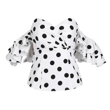 Load image into Gallery viewer, Women&#39;s Cute Sassy Bandeau Polka Dot Ruffle Sleeve Tops - Ailime Designs