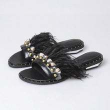 Load image into Gallery viewer, Women&#39;s Ostrich Feather Design Elegant Slippers