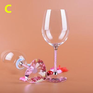 Beautiful Pink Leaf Shape Base Design Goblet Glasses - Ailime Designs