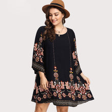 Load image into Gallery viewer, Women Plus Size Beauties Floral Embroidery Tunic Dresses - Ailime Designs
