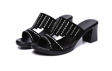 Load image into Gallery viewer, Women&#39;s Crystal Trim Design Mules - Ailime Designs