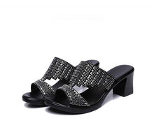 Load image into Gallery viewer, Women&#39;s Crystal Trim Design Mules - Ailime Designs