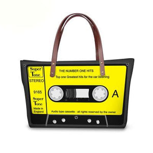 Women’s 3D Cassette Disk Screen-Printed Tote Bags – Fine Quality Accessories - Ailime Designs