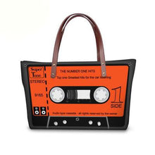 Load image into Gallery viewer, Women’s 3D Cassette Disk Screen-Printed Tote Bags – Fine Quality Accessories - Ailime Designs