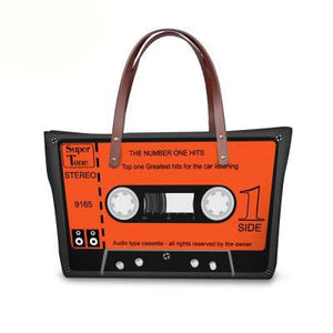 Women’s 3D Cassette Disk Screen-Printed Tote Bags – Fine Quality Accessories - Ailime Designs