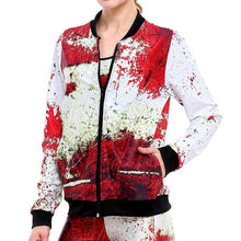 Load image into Gallery viewer, Paint Splatter Women&#39;s Zipper Front Jacket w/ Side Pockets &amp; Contrast Black Trimming - Ailime Designs