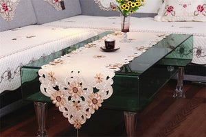 Elegant Embroidered Table Runners w/ Tassel Trim End - Home Decor Accessories - Ailime Designs