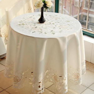 Floral Embroidered Tablecloths - Solid Table Linen Clothings - Ailime Designs