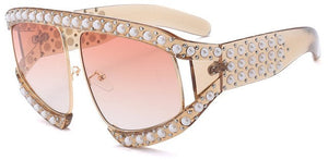 Women's Oversize Faux Pearl Trim Sunglasses - Ailime Designs - Ailime Designs