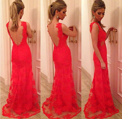 Red Hot Women's Lace Scallop Design Evening Gown - Ailime Designs - Ailime Designs
