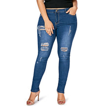 Load image into Gallery viewer, Plus Size Beauties Hollow-out Stylish Pencil Leg Denim Pants - Ailime Designs