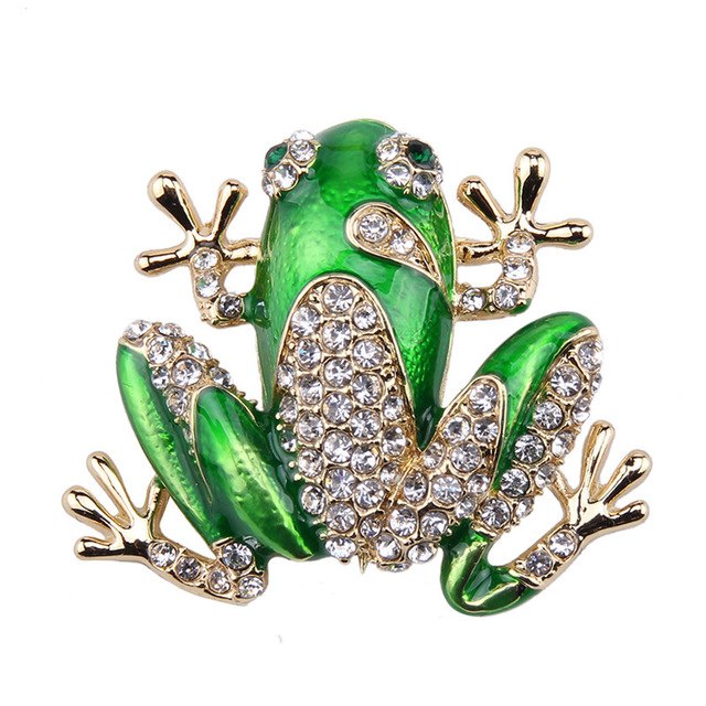 Luxury Stylish Rhinestone Emerald Frog Pin Brooches - Fashion Garment Accessories - Ailime Designs